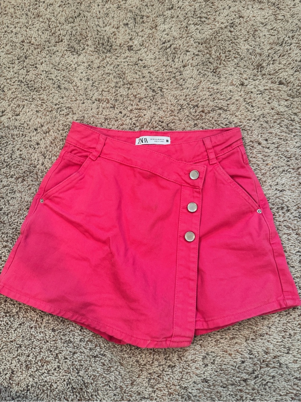 Zara Vibrant Hot Pink Button-Front Mini Skort